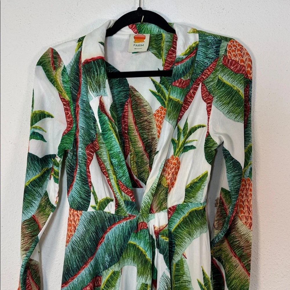 Farm Rio Forest Palm long-sleeve plunging neckline maxi dress XS - Picture 3 of 8
